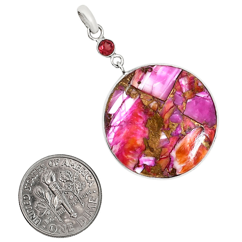 Kingman Orange Dahlia Turquoise and Hessonite Garnet Pendant Earrings Set T-1010 SDT03611