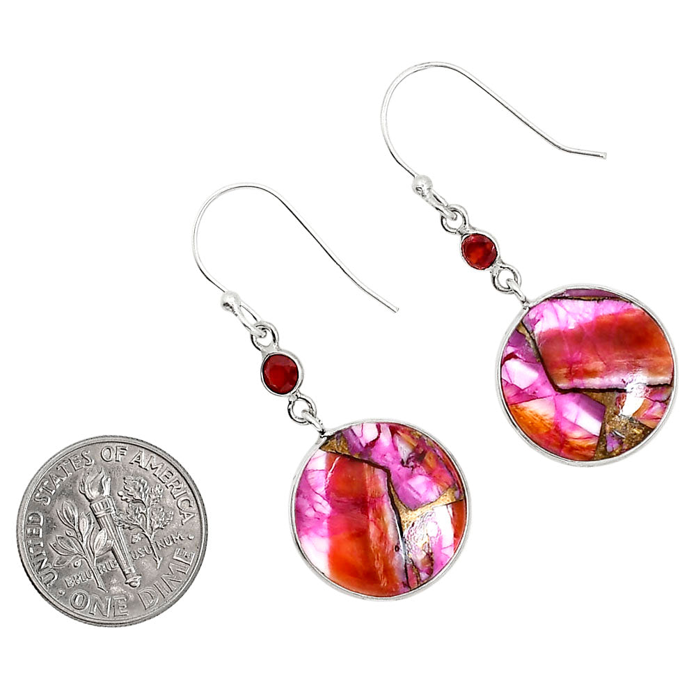 Kingman Orange Dahlia Turquoise and Hessonite Garnet Pendant Earrings Set T-1010 SDT03611