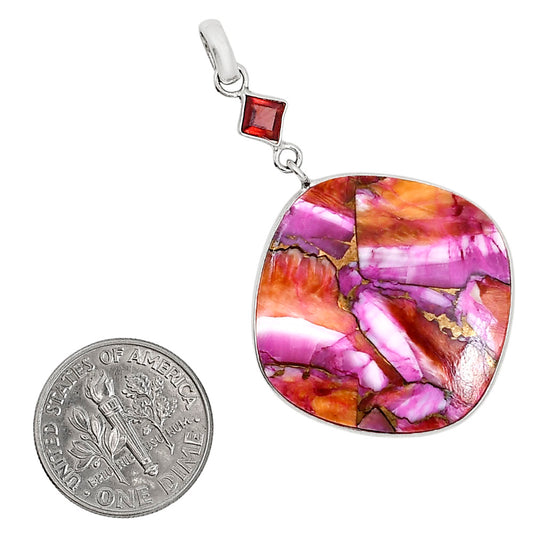 Kingman Orange Dahlia Turquoise and Hessonite Garnet Pendant Earrings Set T-1010 SDT03619