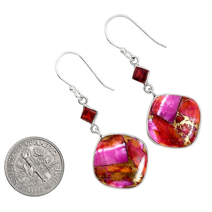 Kingman Orange Dahlia Turquoise and Hessonite Garnet Pendant Earrings Set T-1010 SDT03619