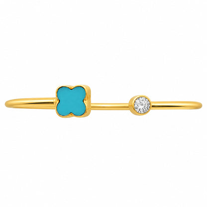 Sleeping Beauty Turquoise and White Zircon Cuff Bangle Bracelet BM-1004 TB01028