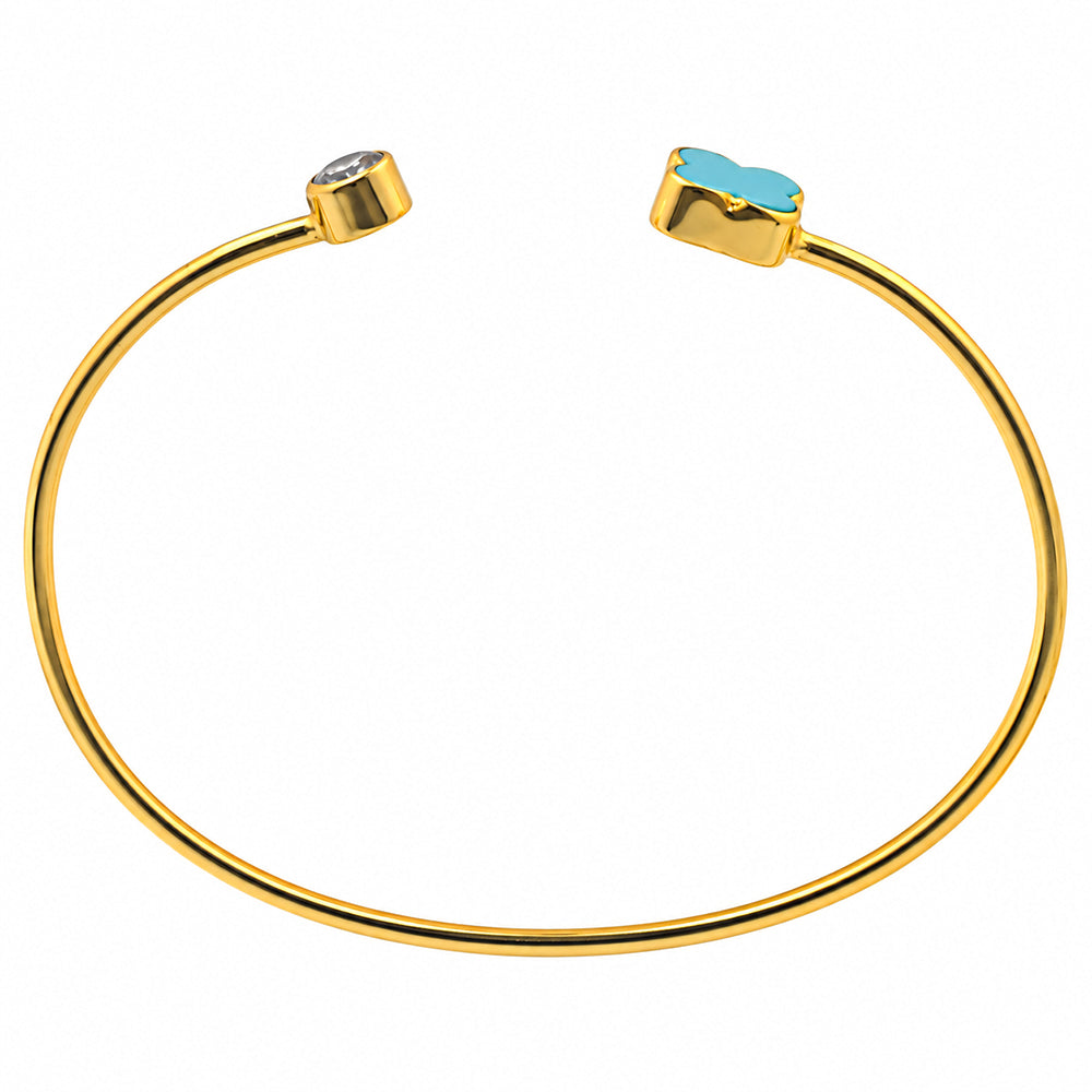 Sleeping Beauty Turquoise and White Zircon Cuff Bangle Bracelet BM-1004 TB01028