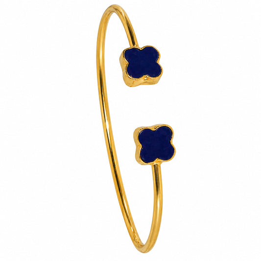 Lapis Lazuli and White Zircon Cuff Bangle Bracelet BM-1004 TB01030