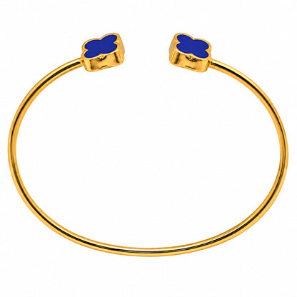 Lapis Lazuli and White Zircon Cuff Bangle Bracelet BM-1004 TB01030