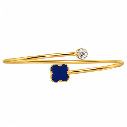 Lapis Lazuli and White Zircon Cuff Bangle Bracelet BM-1059 TB01050