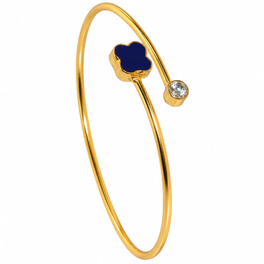 Lapis Lazuli and White Zircon Cuff Bangle Bracelet BM-1059 TB01050