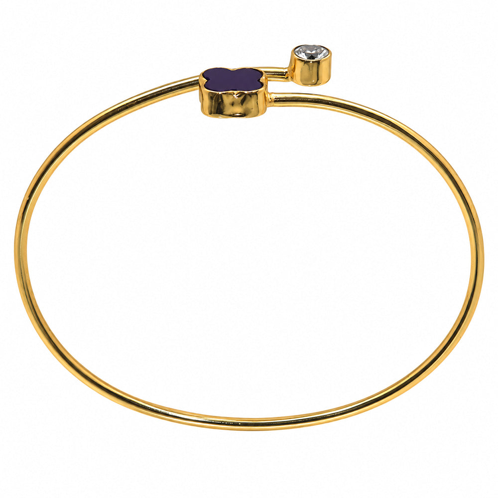 Lapis Lazuli and White Zircon Cuff Bangle Bracelet BM-1059 TB01050