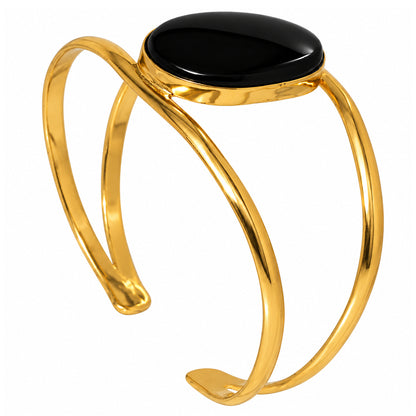 Black Onyx Cuff Bangle Bracelet BM-1013 TB01051