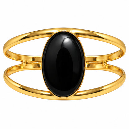 Black Onyx Cuff Bangle Bracelet BM-1013 TB01053