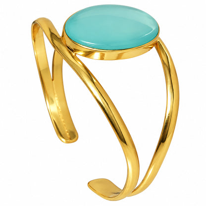 Aqua Chalcedony Cuff Bangle Bracelet BM-1013 TB01056
