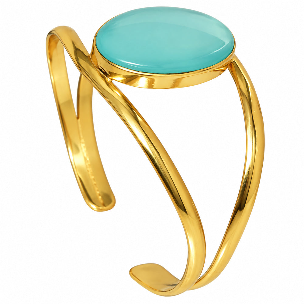 Aqua Chalcedony Cuff Bangle Bracelet BM-1013 TB01057