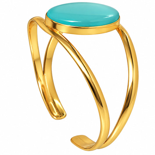 Aqua Chalcedony Cuff Bangle Bracelet BM-1013 TB01058