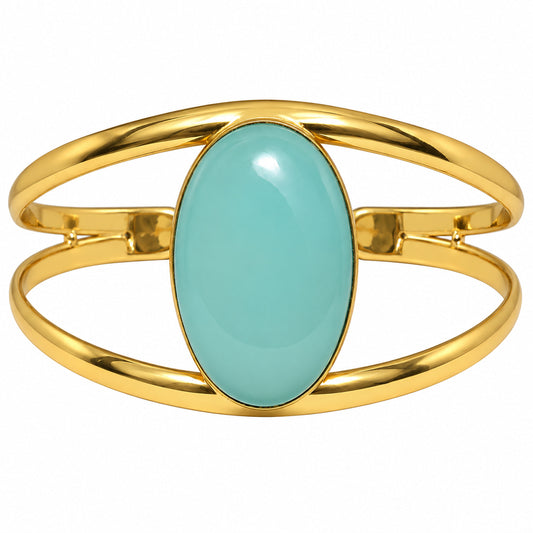 Aqua Chalcedony Cuff Bangle Bracelet BM-1013 TB01060
