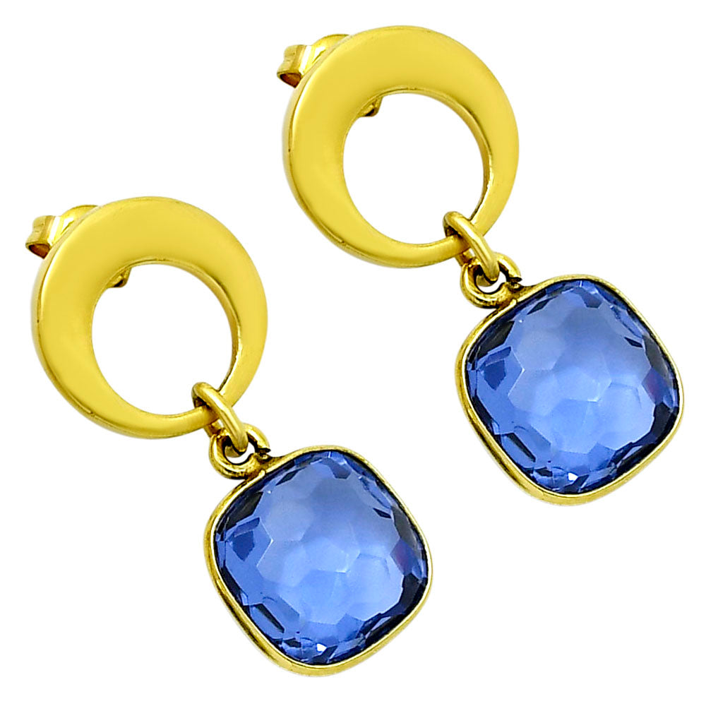 18K Gold Over Brass Lab Created Tanzanite  Earrings EM-1259 TE01001