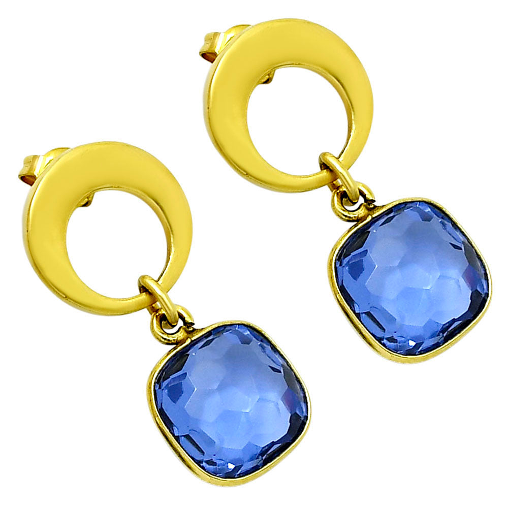 18K Gold Over Brass Lab Created Tanzanite  Earrings EM-1259 TE01007