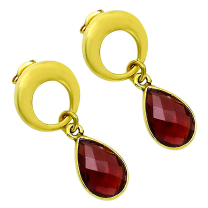 18K Gold Over Brass Hessonite Garnet - Madagascar  Earrings EM-1259 TE01010