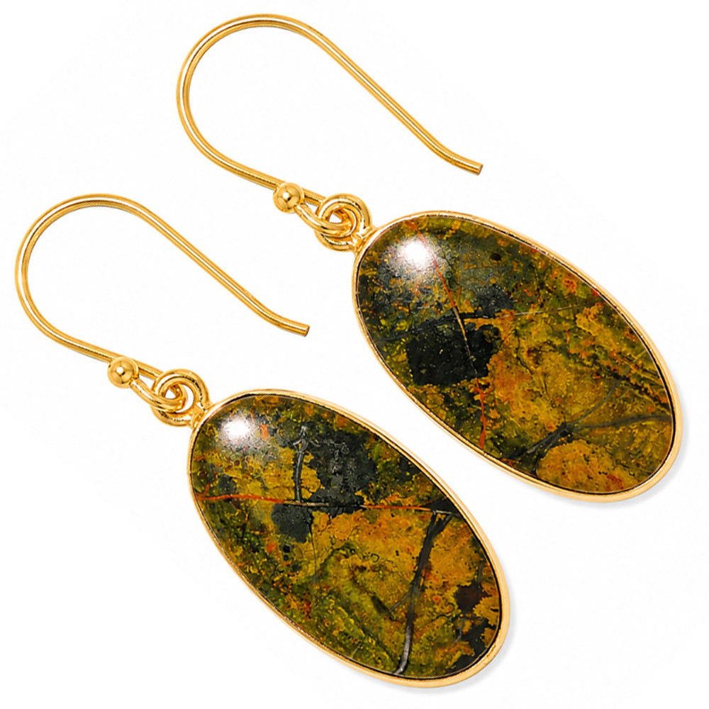 Turkish Rainforest Chrysocolla Earrings EM-1001 TE01089