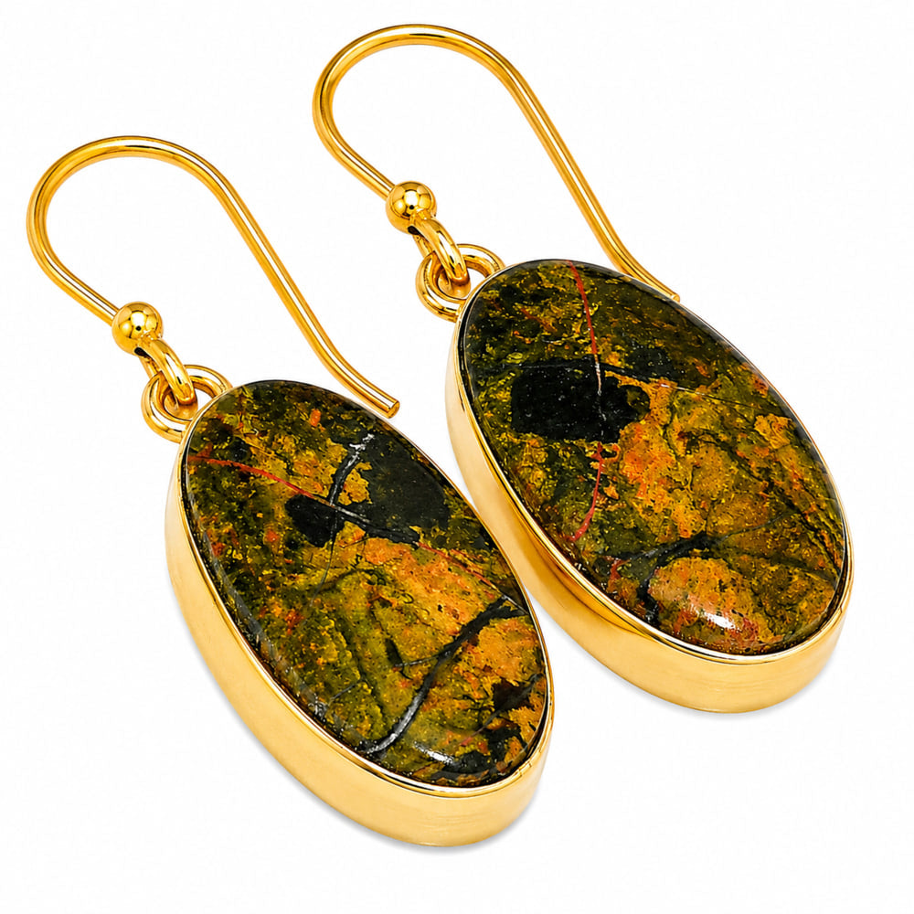Turkish Rainforest Chrysocolla Earrings EM-1001 TE01089