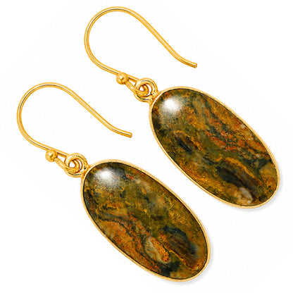 Turkish Rainforest Chrysocolla Earrings EM-1001 TE01091