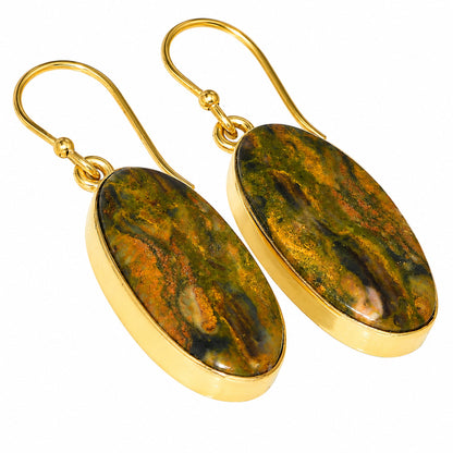 Turkish Rainforest Chrysocolla Earrings EM-1001 TE01091