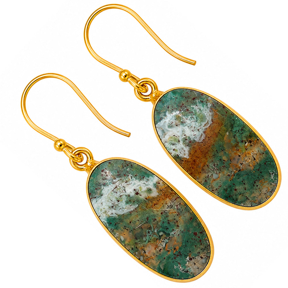 Moss Agate Earrings EM-1001 TE01106