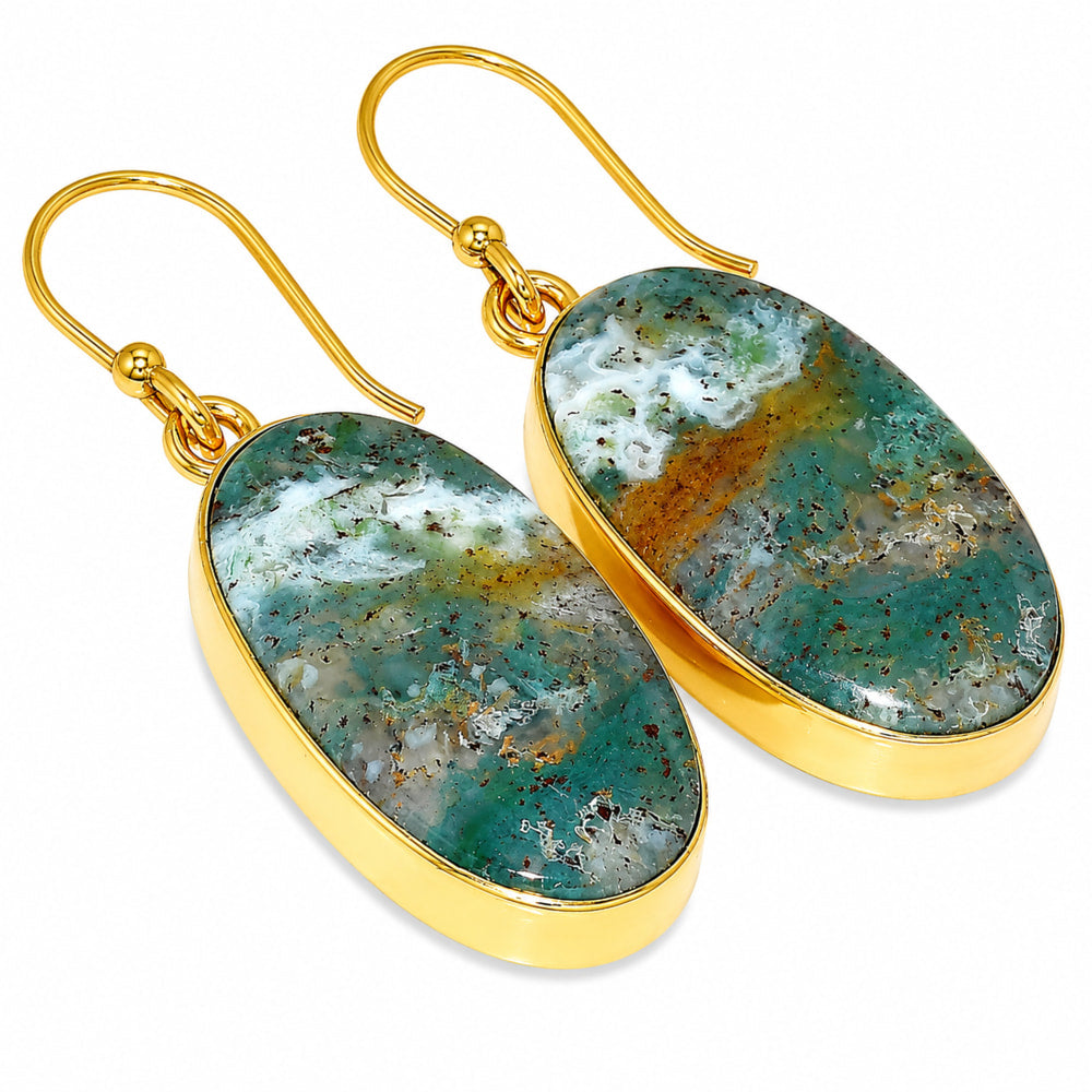Moss Agate Earrings EM-1001 TE01106