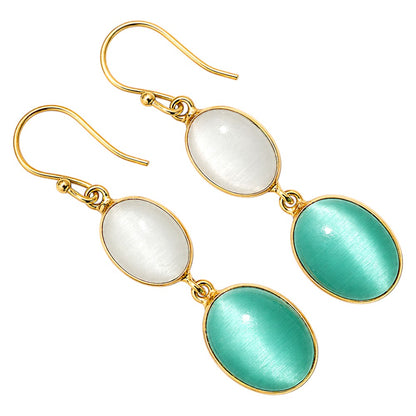 Green Quartz and White Quartz Earrings EM-1002 TE01161