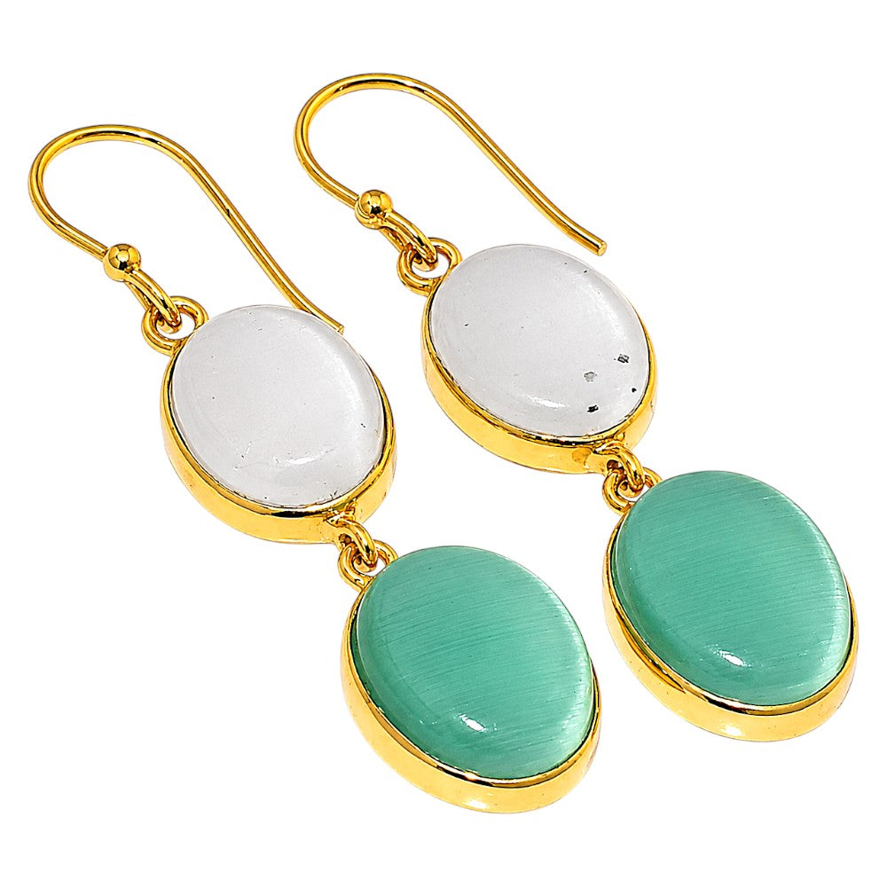 Green Quartz and White Quartz Earrings EM-1002 TE01161