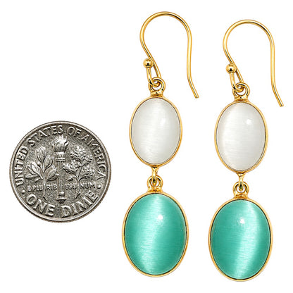 Green Quartz and White Quartz Earrings EM-1002 TE01161