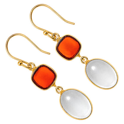 White Quartz and Carnelian Earrings EM-1002 TE01162