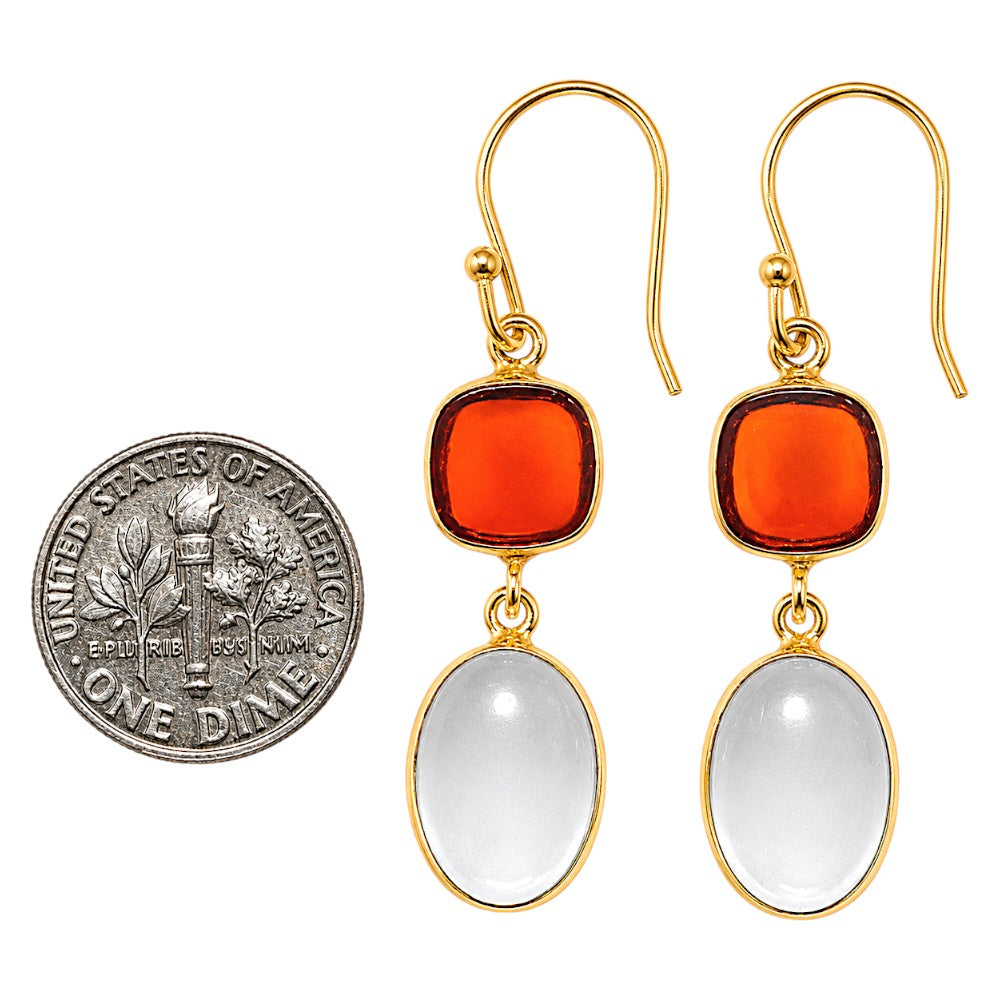 White Quartz and Carnelian Earrings EM-1002 TE01162