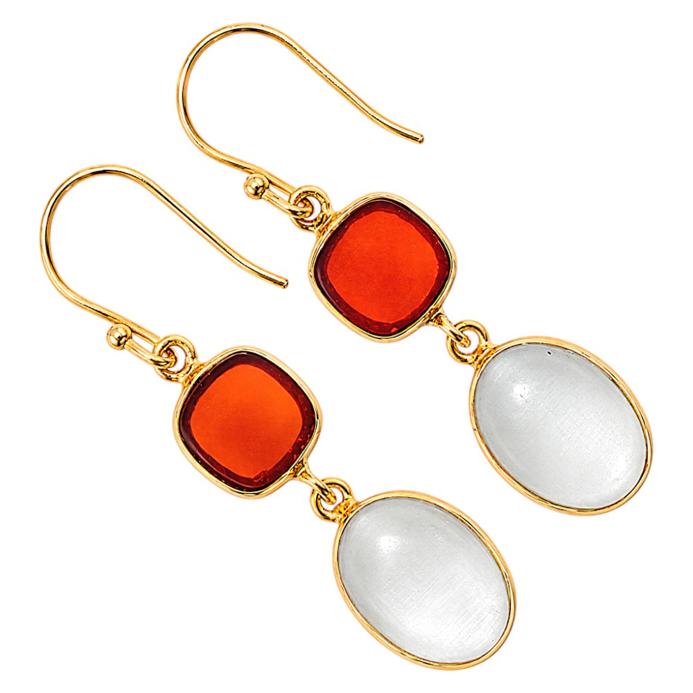 White Quartz and Carnelian Earrings EM-1002 TE01163