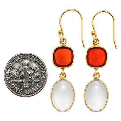 White Quartz and Carnelian Earrings EM-1002 TE01163