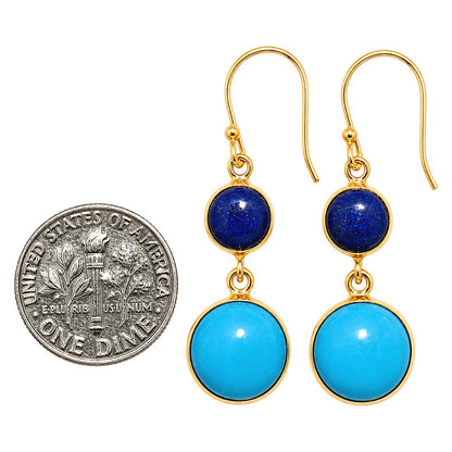 Sleeping Beauty Turquoise and Lapis Lazuli Earrings EM-1002 TE01165