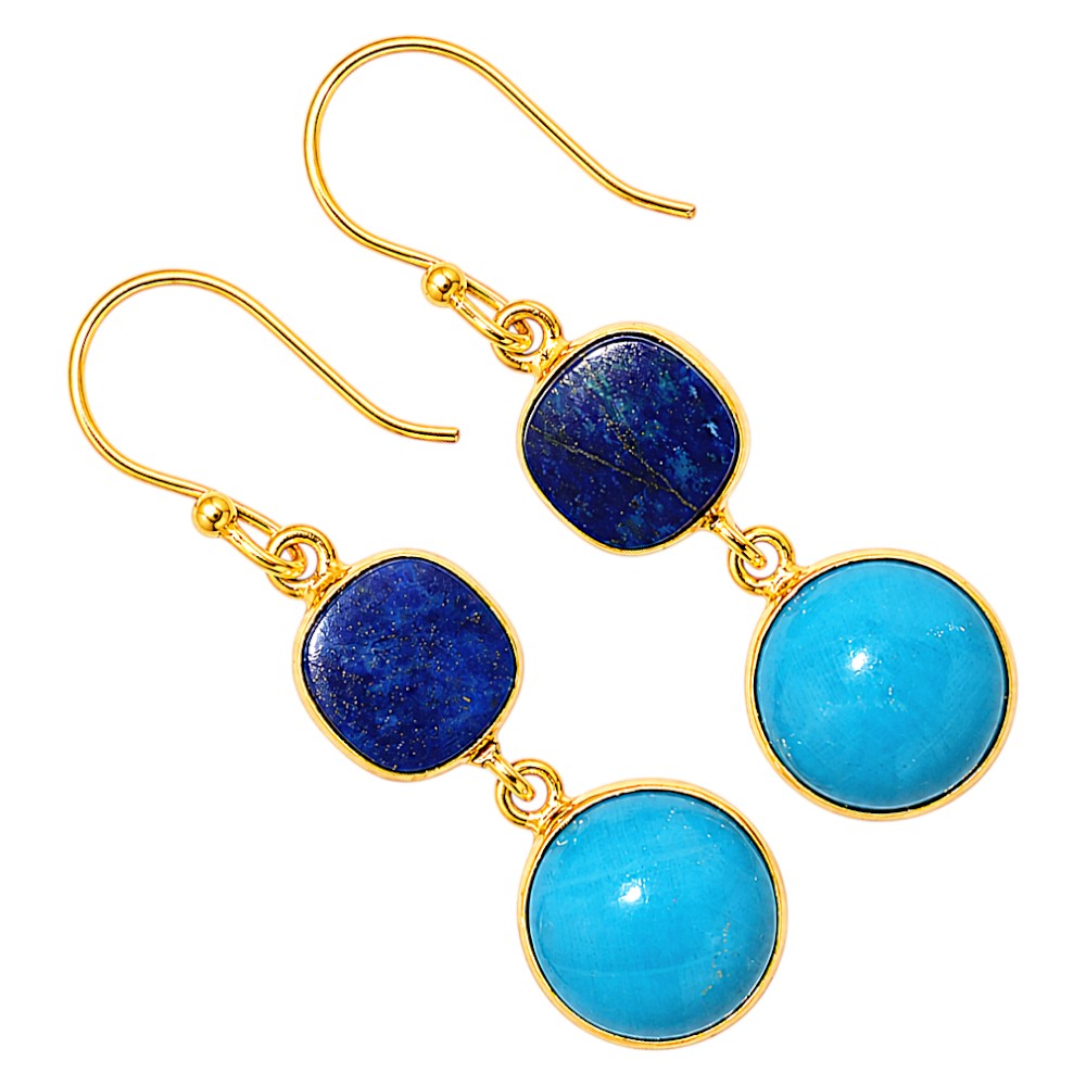 Sleeping Beauty Turquoise and Lapis Lazuli Earrings EM-1002 TE01167