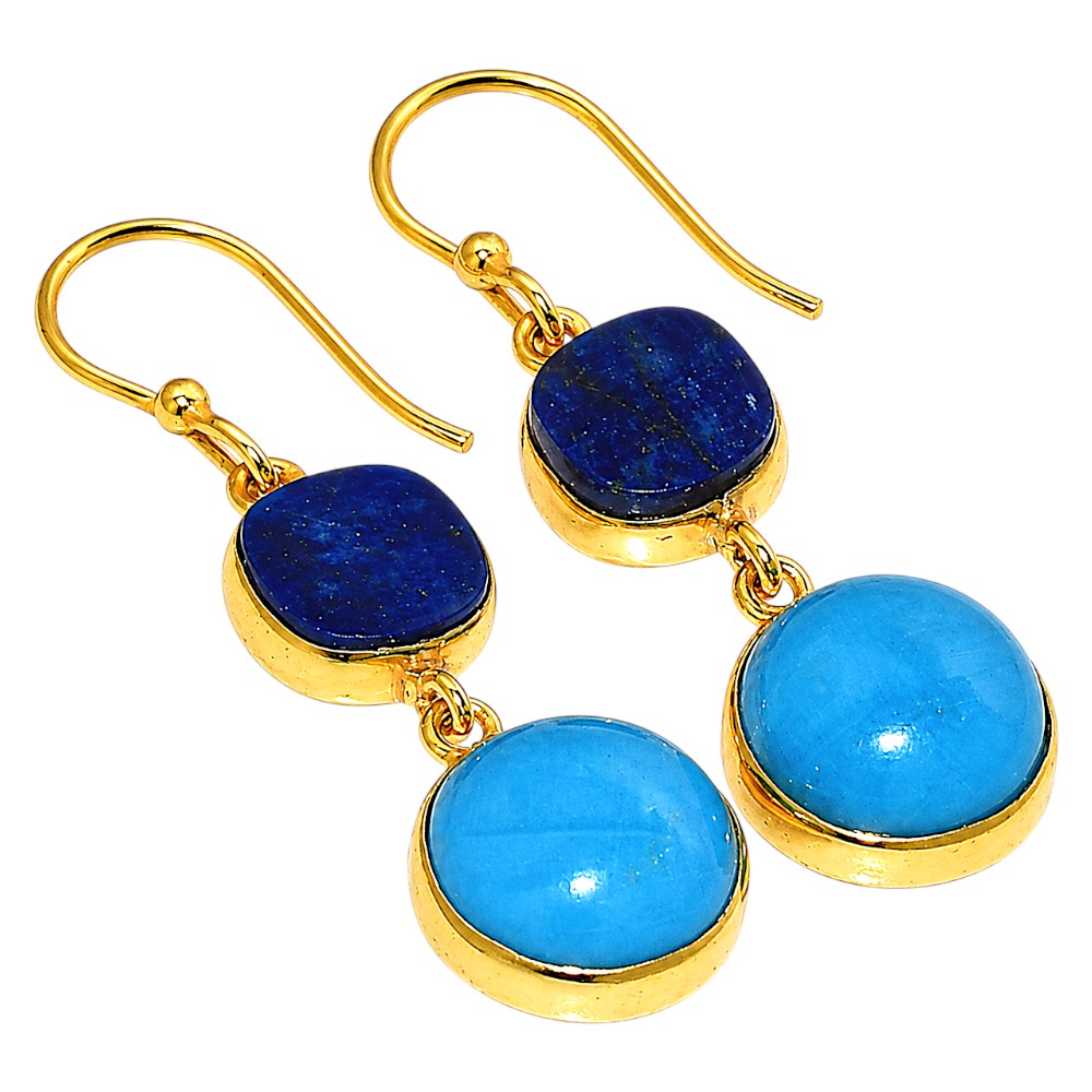 Sleeping Beauty Turquoise and Lapis Lazuli Earrings EM-1002 TE01167