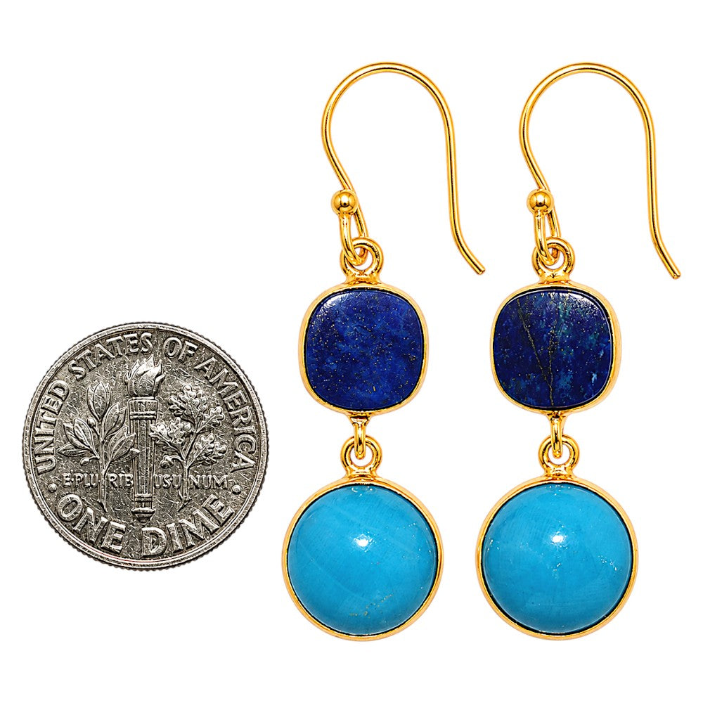 Sleeping Beauty Turquoise and Lapis Lazuli Earrings EM-1002 TE01167
