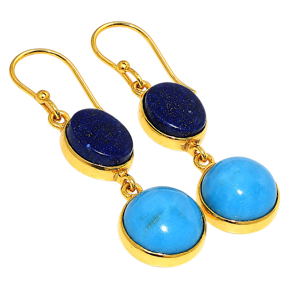 Lapis Lazuli and Sleeping Beauty Turquoise Earrings EM-1002 TE01168