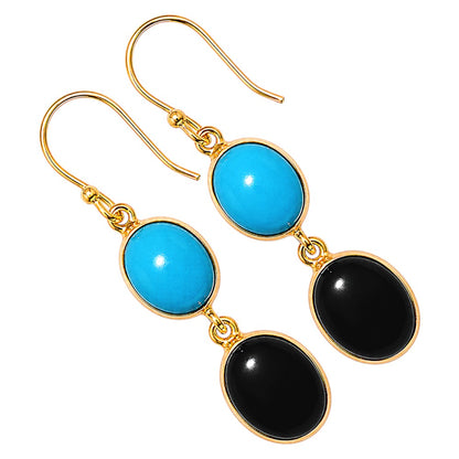 Black Onyx and Sleeping Beauty Turquoise Earrings EM-1002 TE01169
