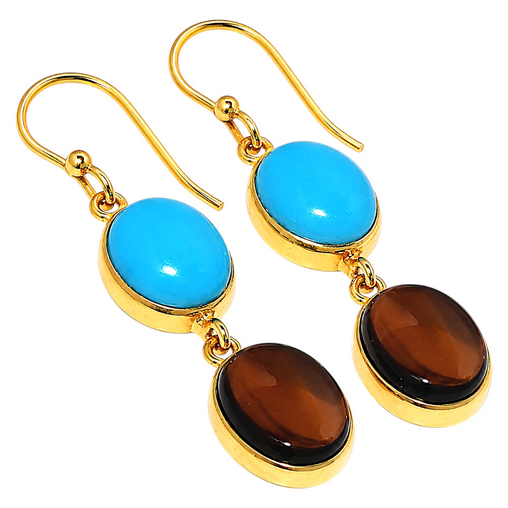 Hessonite Garnet and Sleeping Beauty Turquoise Earrings EM-1002 TE01170