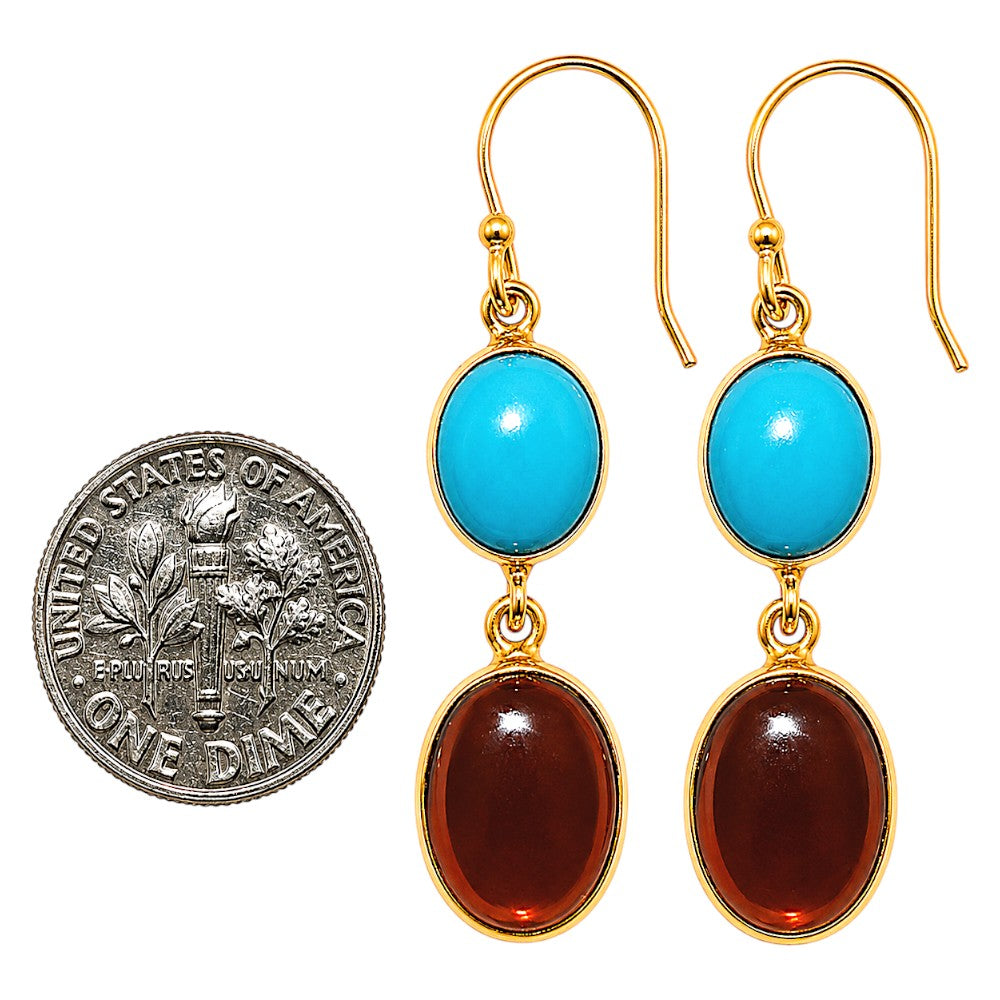 Hessonite Garnet and Sleeping Beauty Turquoise Earrings EM-1002 TE01171