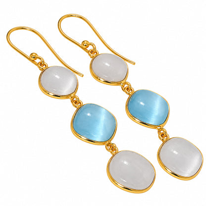 White Selenite and Blue Selenite Earrings EM-1007 TE01195