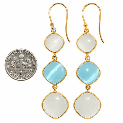 White Selenite and Blue Selenite Earrings EM-1007 TE01195