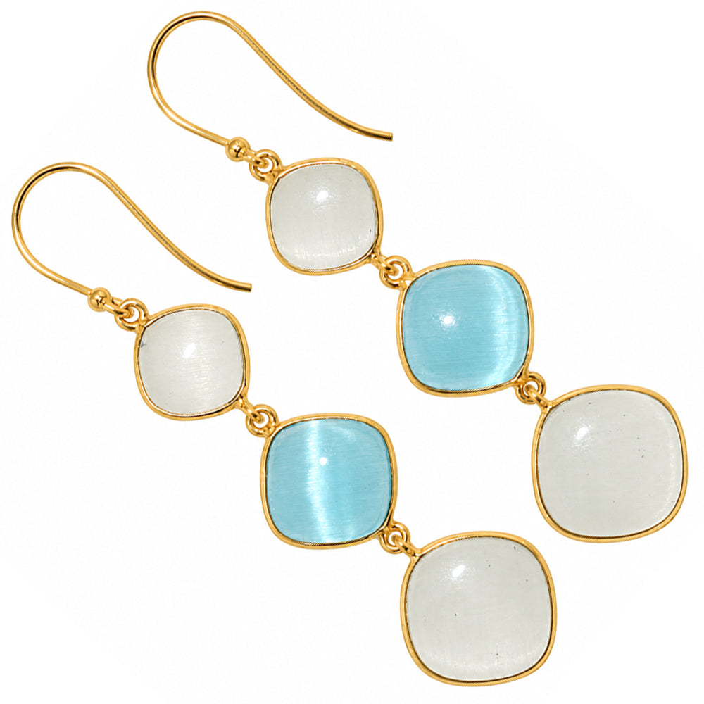 White Selenite and Blue Selenite Earrings EM-1007 TE01196