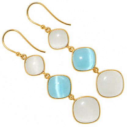 White Selenite and Blue Selenite Earrings EM-1007 TE01196