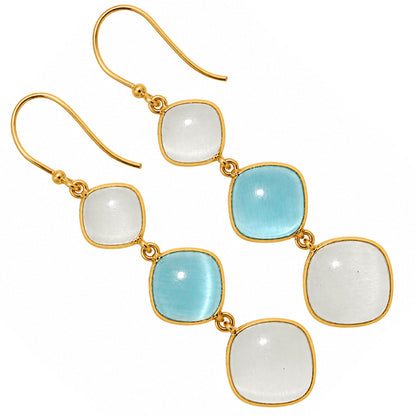 White Selenite and Blue Selenite Earrings EM-1007 TE01197