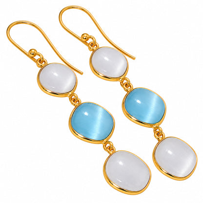 White Selenite and Blue Selenite Earrings EM-1007 TE01197