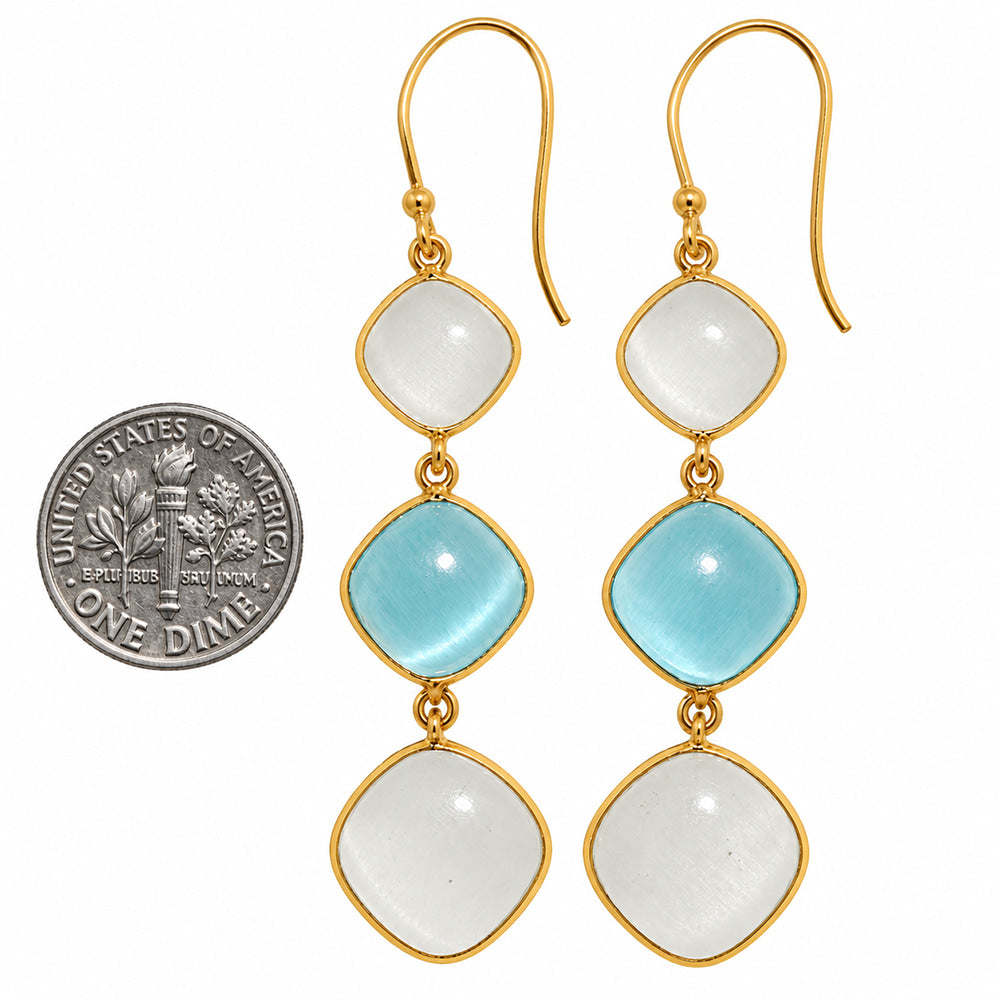 White Selenite and Blue Selenite Earrings EM-1007 TE01197