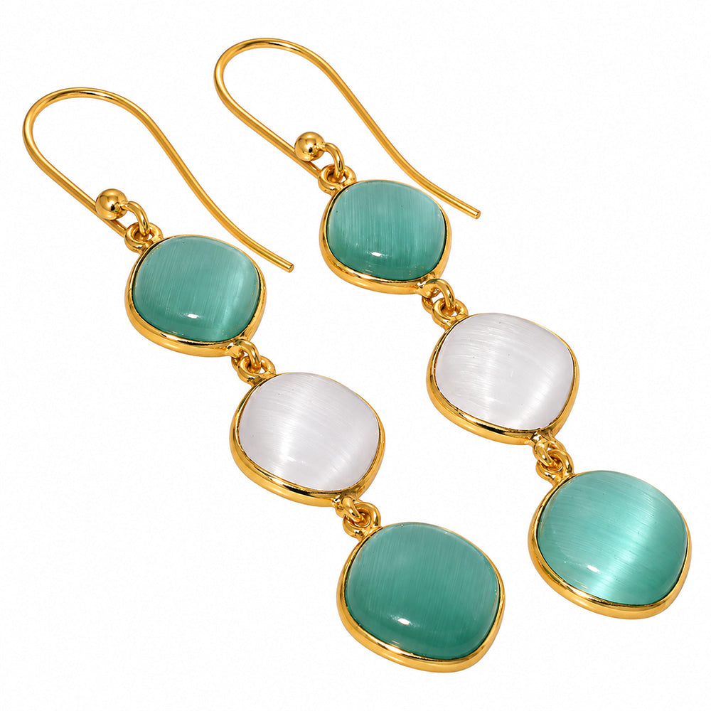 Green Selenite and White Selenite Earrings EM-1007 TE01198