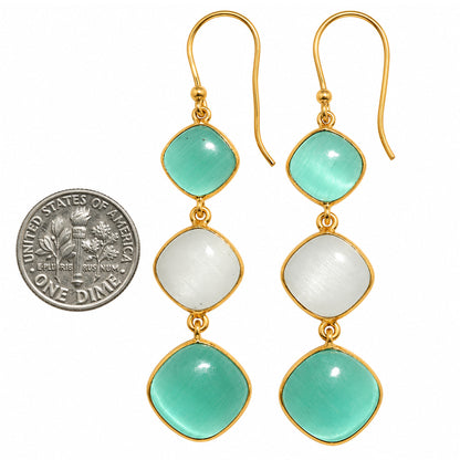 Green Selenite and White Selenite Earrings EM-1007 TE01198